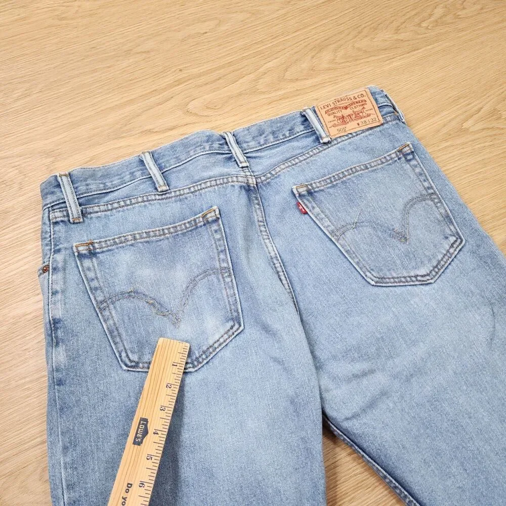 Vintage Levi's 505 Straight Fit 38x32 Jeans Heavy Denim Cowboy Work Rivets